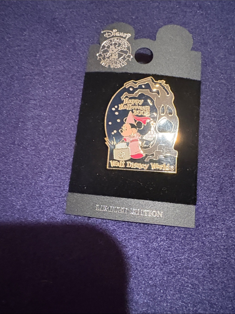 Disney Minnie Mouse Halloween 2003 Enamel Pin - Black & Pink